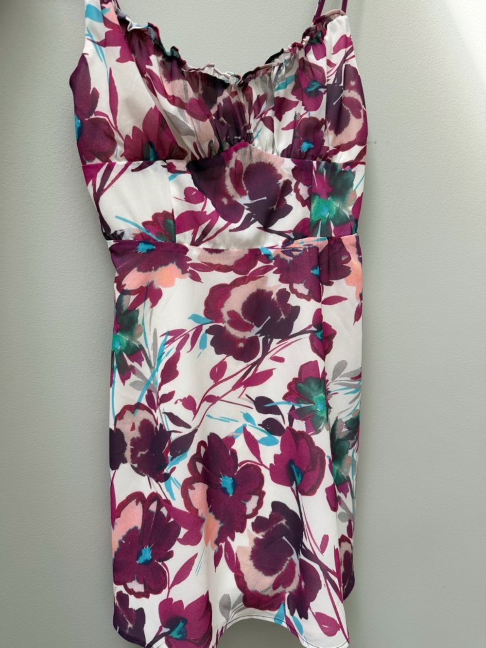 Dynamite Strapless Floral Dress in White and Magenta